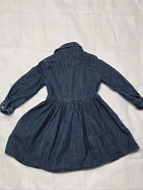 Ralph Lauren Navy Denim Button-Front Girls' Dress - Picture 5 of 8